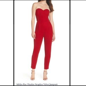 Adelyn Rae Red Velvet Jumpsuit